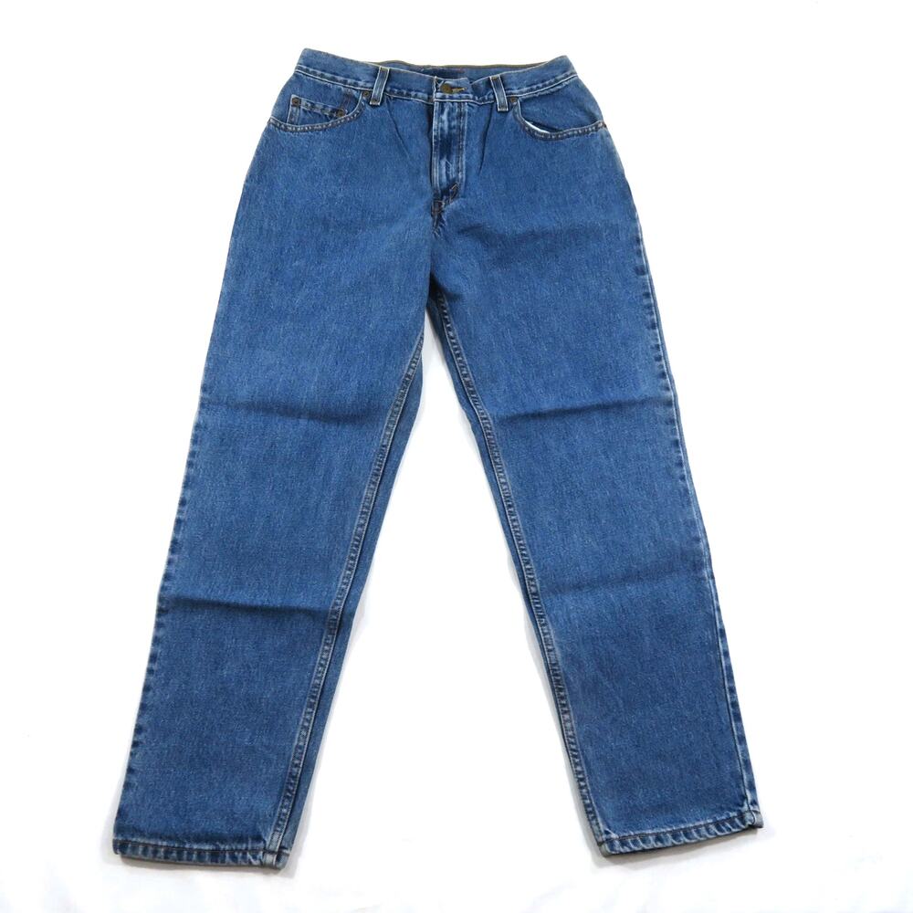 Levis Blue Denim Jeans Zip Fly Med Wash Meas Sz 29x30 High Waist Rise Mom Jeans